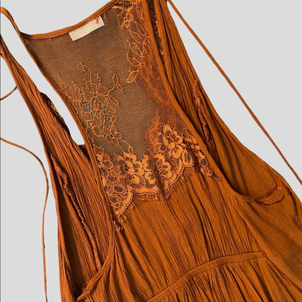 Free People Intimately Rust Boho Flowy Racerback Tunic/ Dress Size S - Picture 6 of 7